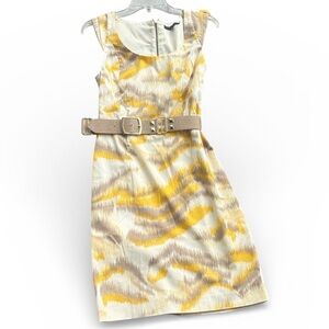 ANTONIO MELANI Yellow and Cream Midi Dress